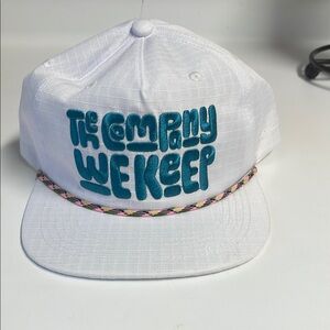 White Cap with Blue Embroidery